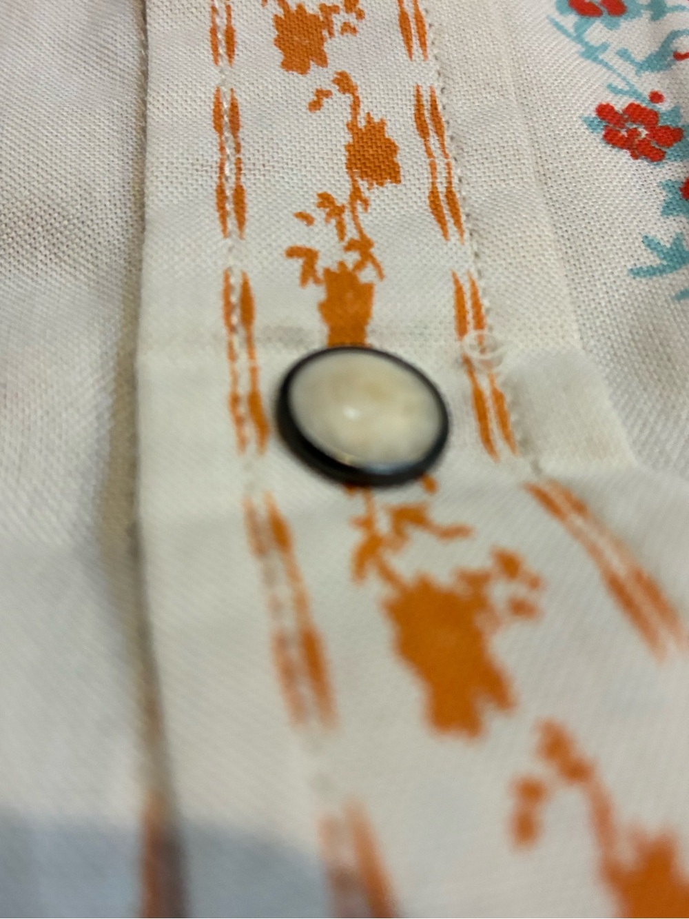Howler Brothers - Cream Floral Stripe Button-Down Shirt,  Rust Accents MED NWT - Picture 3 of 4
